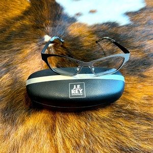 J.F. Rey Titanium Cat Eye Eyeglass Frames 53-17-130 JF2491 0010 Dark Grey